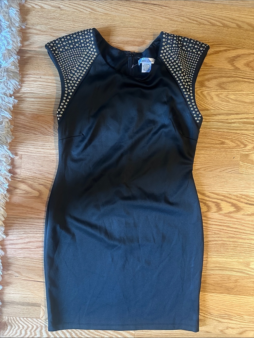Sans Souci Black Studded Cap-Sleeve Midi Dress